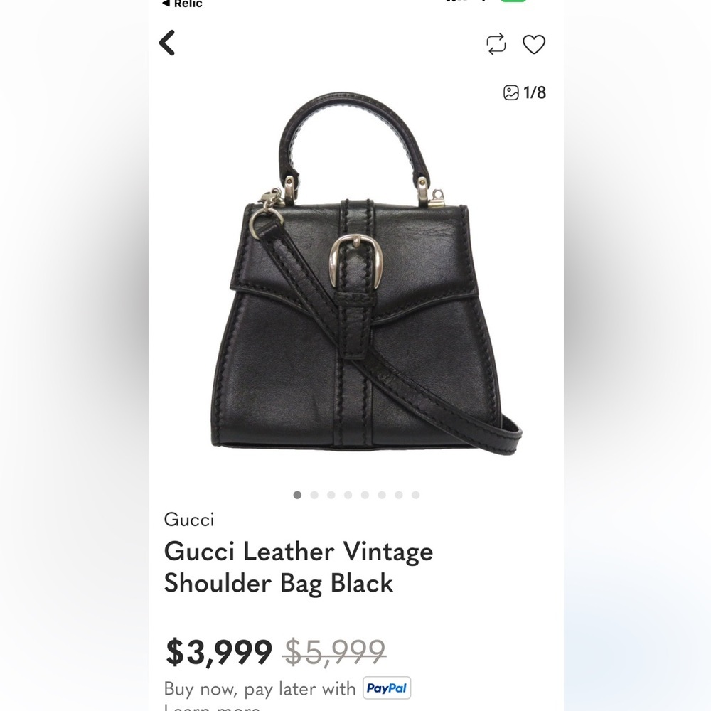 Gucci Vintage Leather Mini Shoulder Bag early 1990’s in box, COA - Picture 8 of 9